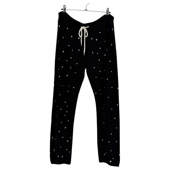Monrow NEW Gem Embellished Supersoft Vintage Sweats Sweatshirt Pant Set Black L - Picture 9 of 10